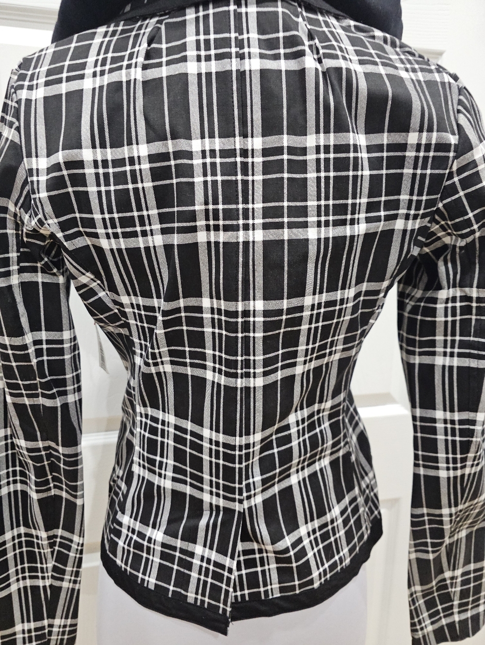Rare Vintage Punk Goth Tripp NYC Black & White Plaid Snap Blazer Jacket Coat S - Picture 6 of 12